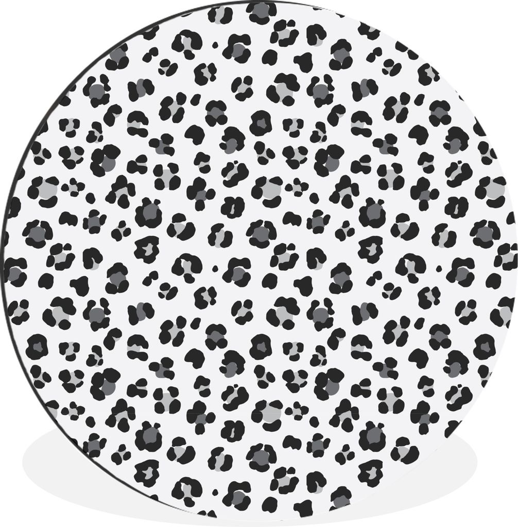 MuchoWow Aluminium Wandkreis Panther Druck - Grau - Flecken Ø 30 cm Wanddeko Modern Wohnzimmer - Wand Bild - Wohnzimmer - Runde Bilder - Alubild...