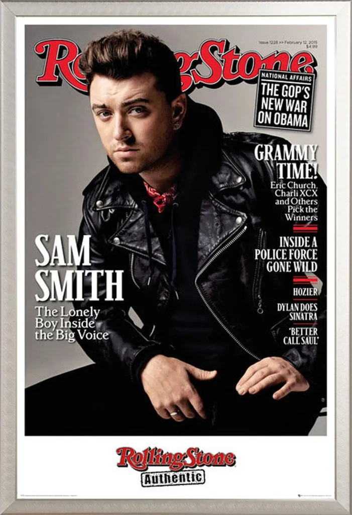 Cadre Photo Maxi Argent avec Poster Sam Smith pour Salon et Studio