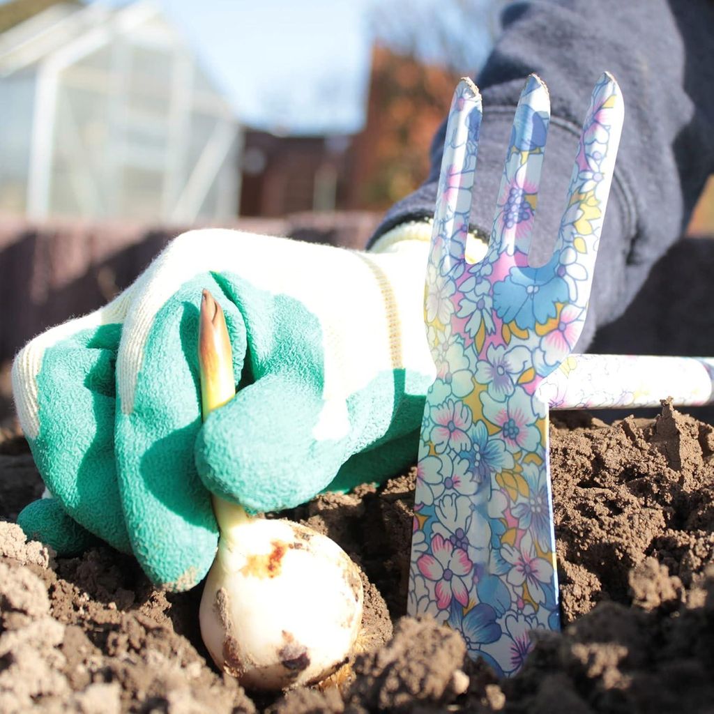 3-teilige Garten-Set: Doppelte Hacke - Kultivator und Bunte Gartenrechen für einen Strahlenden Garten und Balkon