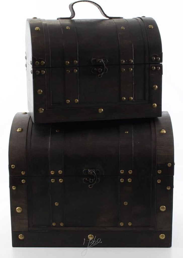 Casa Padrino Art Deco Holz Lunchbox Set Schwarz - Produktbild 