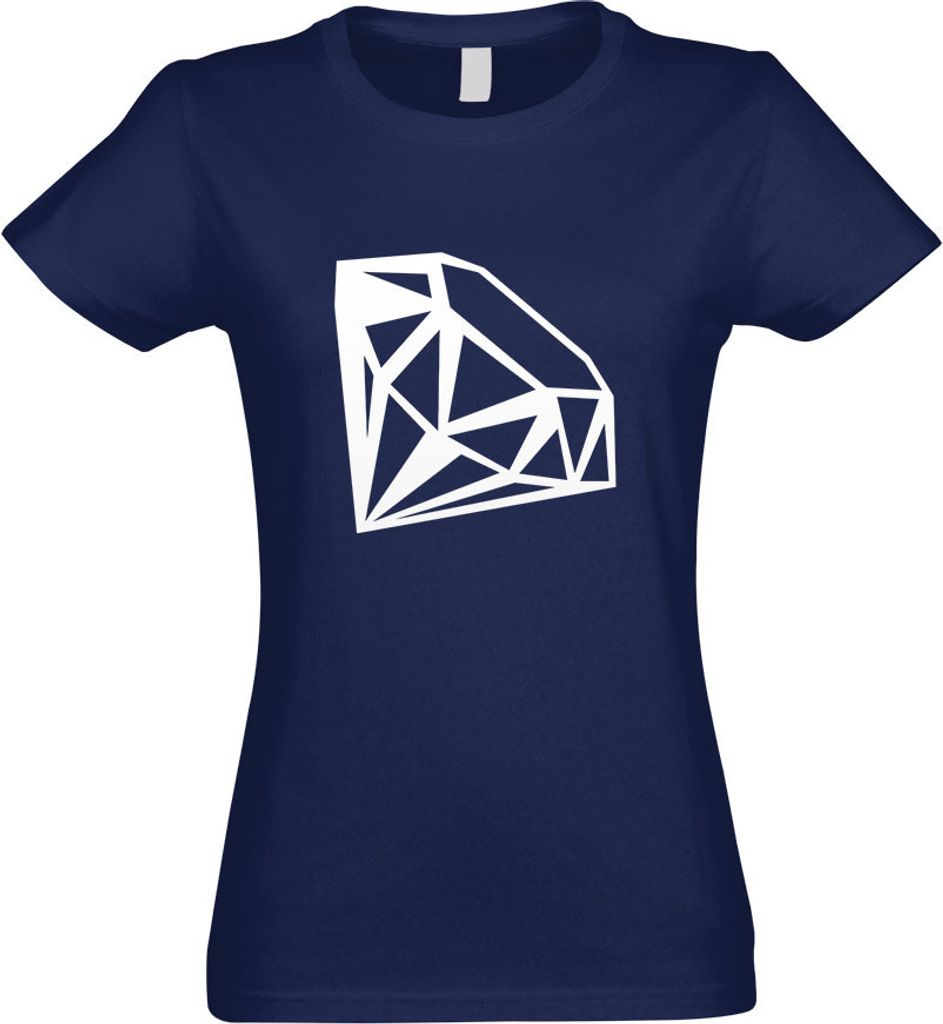 Kiwistar - T-Shirt tailliert - Damen - Navy - Edelstein Gemstone - mit Motiv Bedruckt - Funshirt Design - Sport - Freizeit - Damen - L