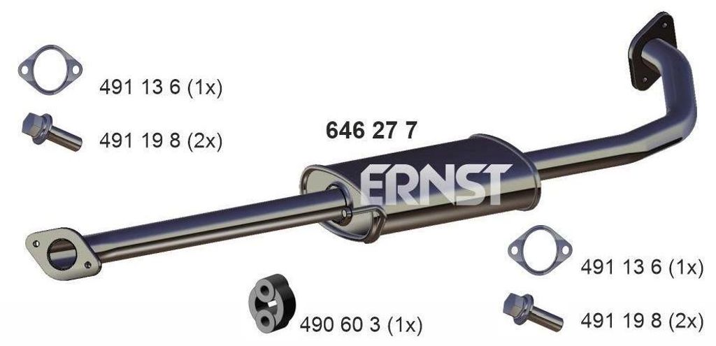 ERNST 646277 Mittelschalldämpfer Schalldämpfer für HYUNDAI i30 (FD) i30 CW (FD)