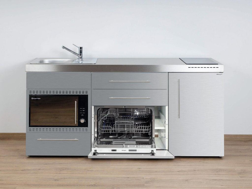 Stengel Miniküche MPGSMOS 180 KMG Edelstahl Kühlschrank und Geschirrspüler