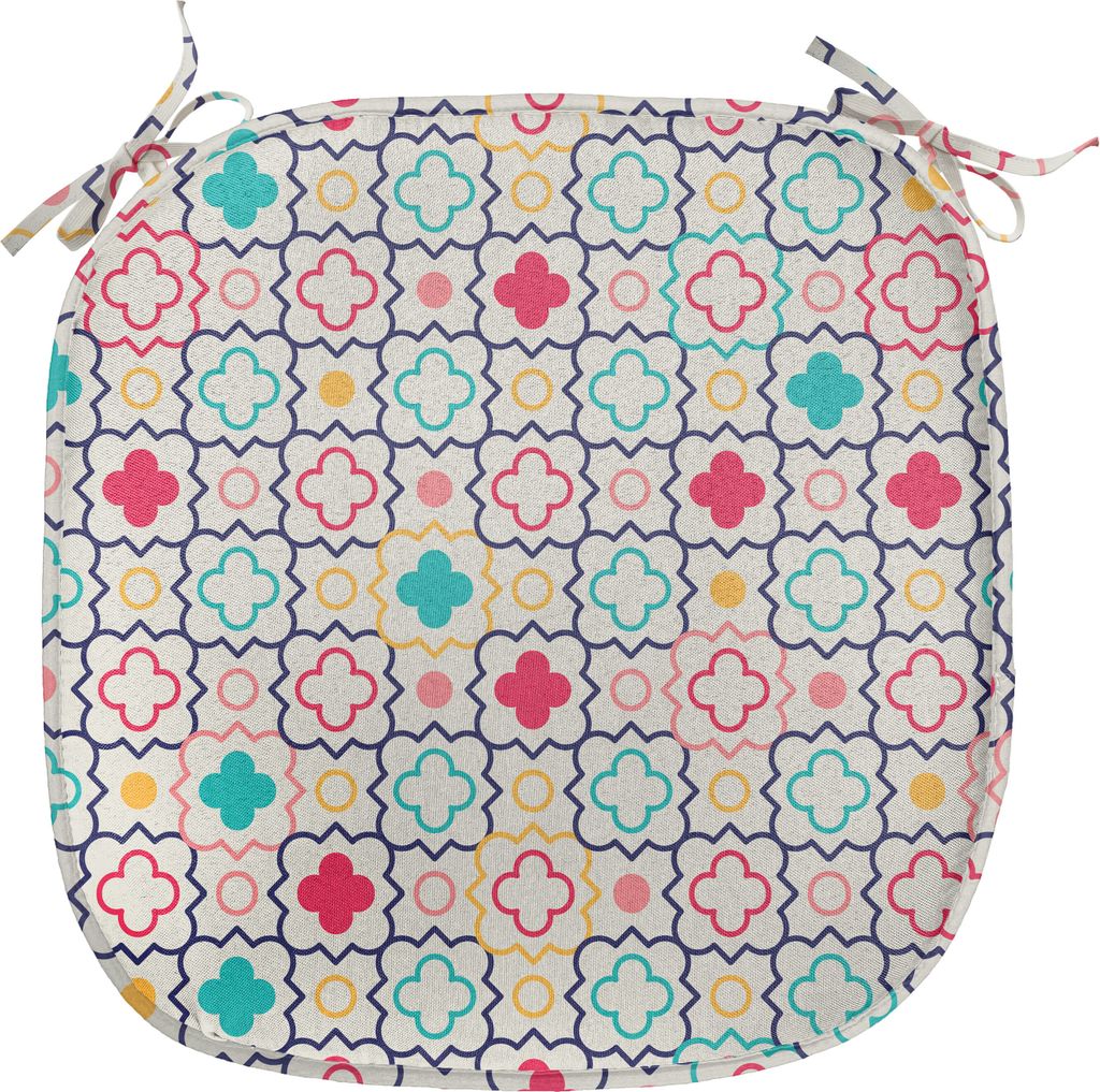 ABAKUHAUS Quatrefoil Polster für Esszimmerstühle, Quatrefoil, Dekoratives wasserfestes Kissen mit Riemen für Küchensitze, 40 cm x 40 cm, Blau G...