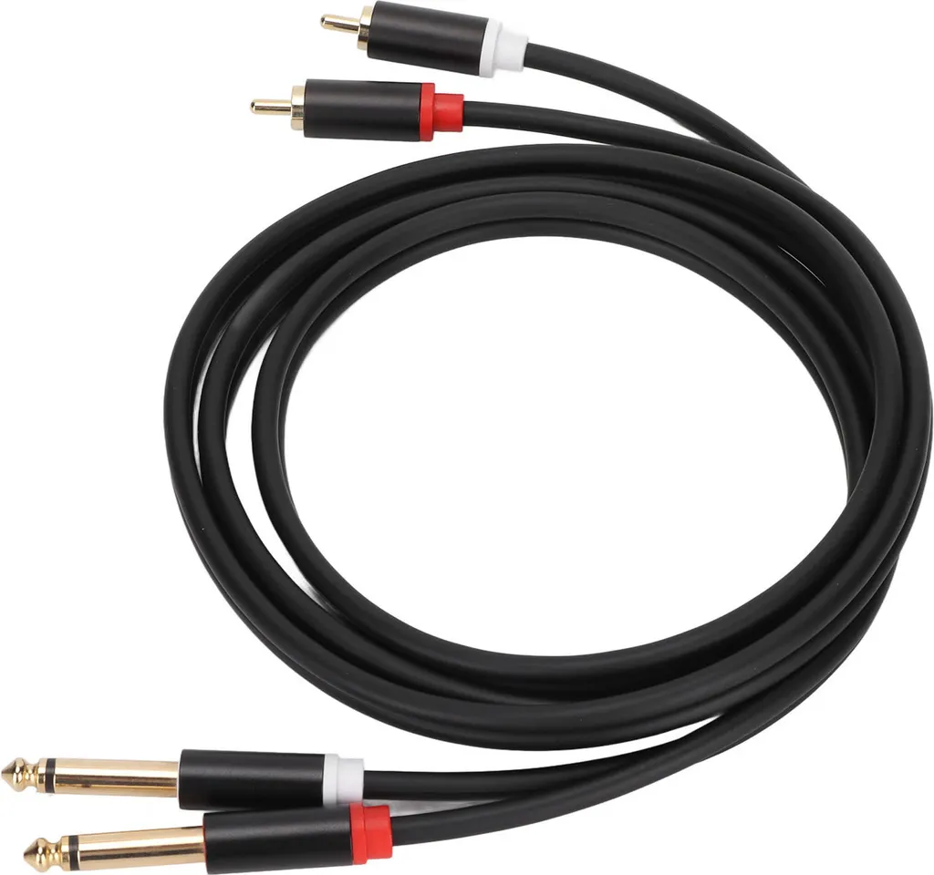 Cavo doppio RCA da 1/4" a doppio TS – Interconnessione stereo da 1,5 m per dispositivi audio, 2 porte RCA a 2 porte TS