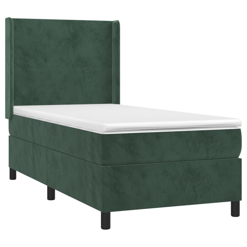 Boxspringbett mit Matratze Dunkelgrün 100x200 cm Samt Produktbild 
