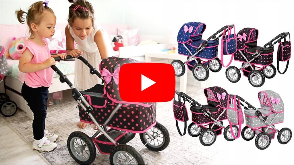 Kinderplay Doll pram from 2 years - light and stable construction, children's doll's pram, height adjustable from 33 to 63 cm, KP0262T Kinderplay Doll pram from 2 years - light and stable construction, children's doll's pram, height adjustable from 33 to 63 cm, KP0262T