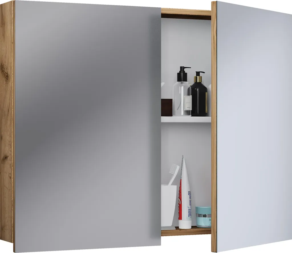 Mobili da bagno Specchio armadio Badinos Rovere al miele A. 60 x L. 80 x P. 12 cm