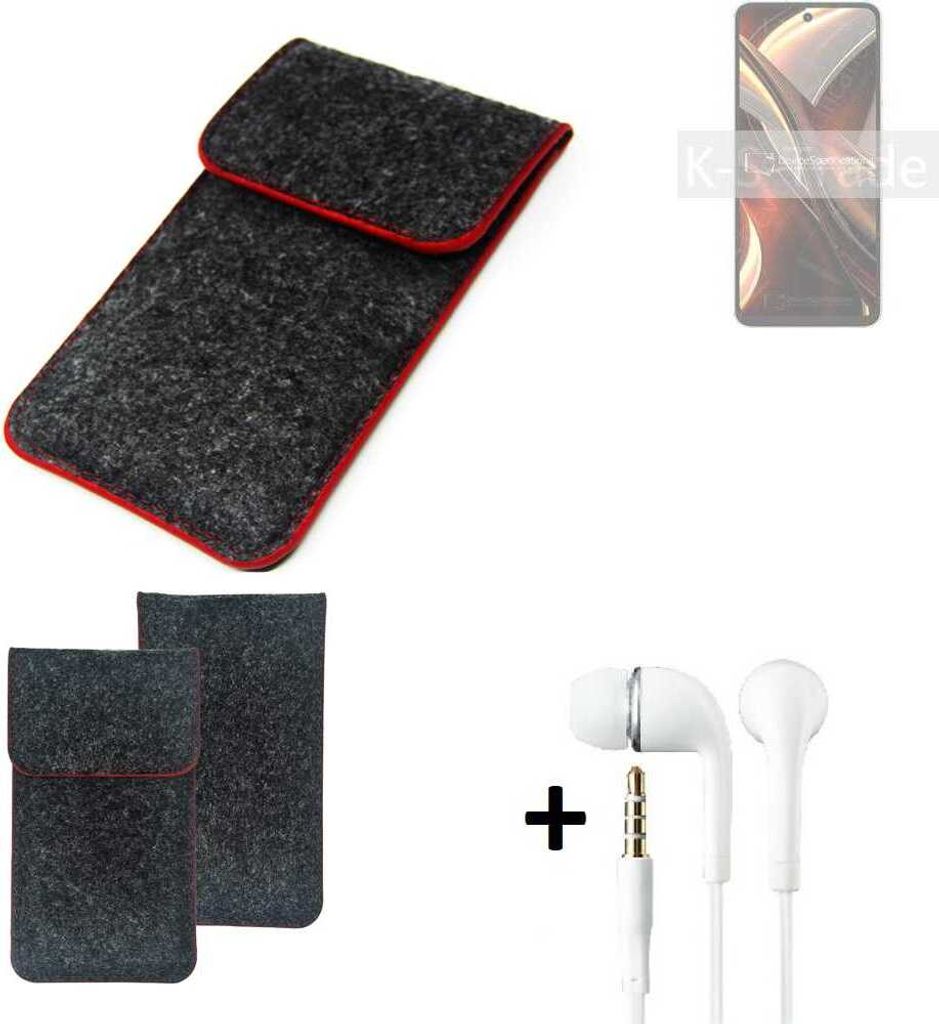 K-S-Trade Handy Schutz Hülle kompatibel mit UMIDIGI A13 Pro Max 5G Schutzhülle Handyhülle Filztasche Pouch Tasche Case Sleeve Filzhülle dunkelgrau