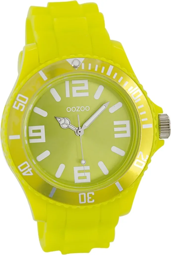 Montre Mixte à Quartz Oozoo Vintage avec Bracelet Cuir Jaune Lumineux
