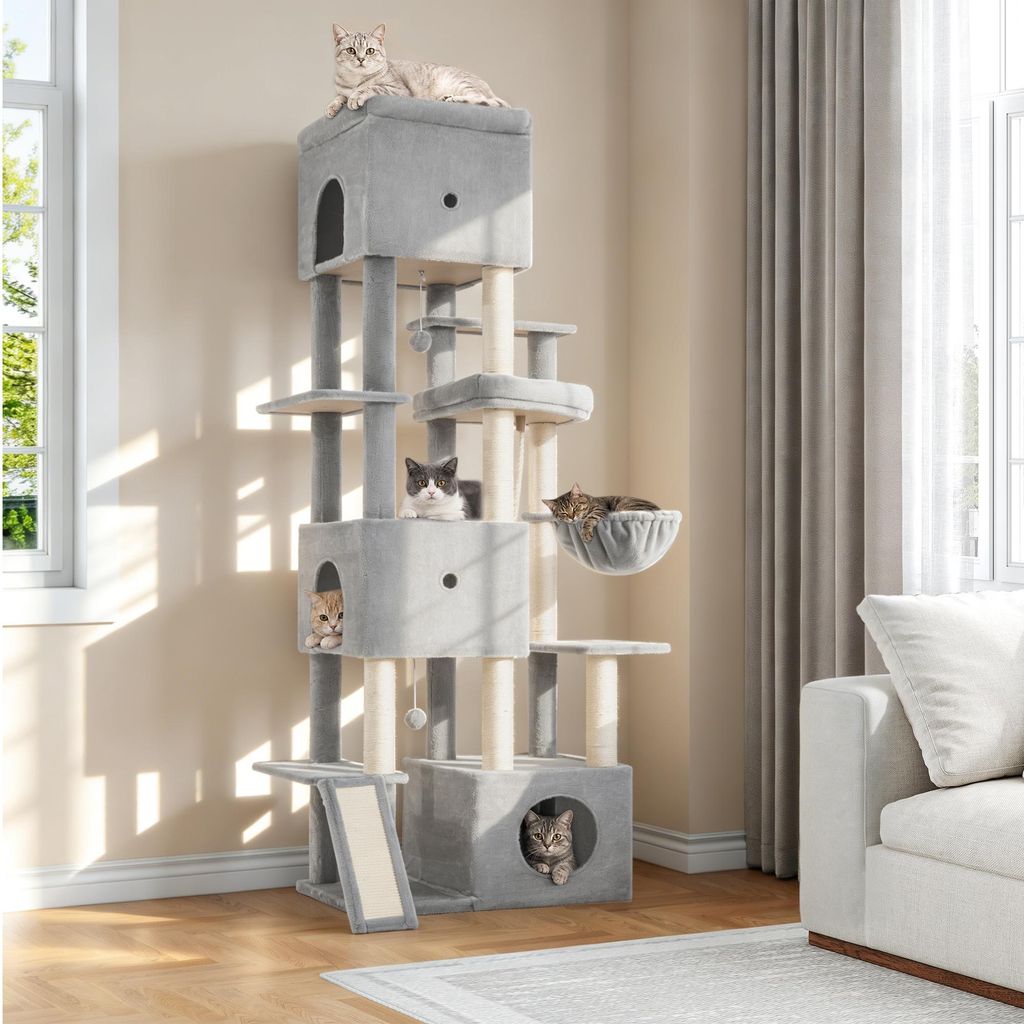 Fobyfurny Kratzbaum, 200 cm XXL Katzenbaum, Hellgrau, mit 3 Produktbild 