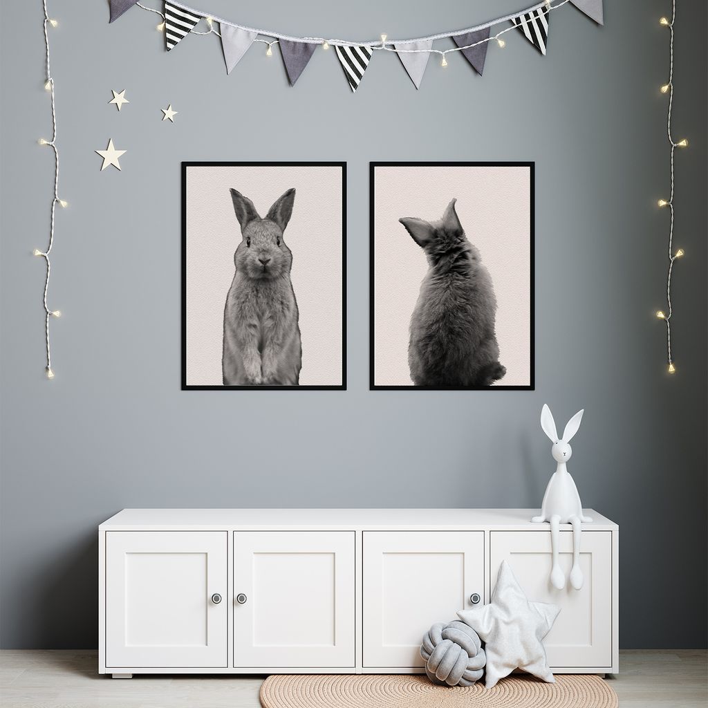 Hase 2er Set DIN A4 Kinderzimmer Wandbilder Babyzimmer Poster Dekoration