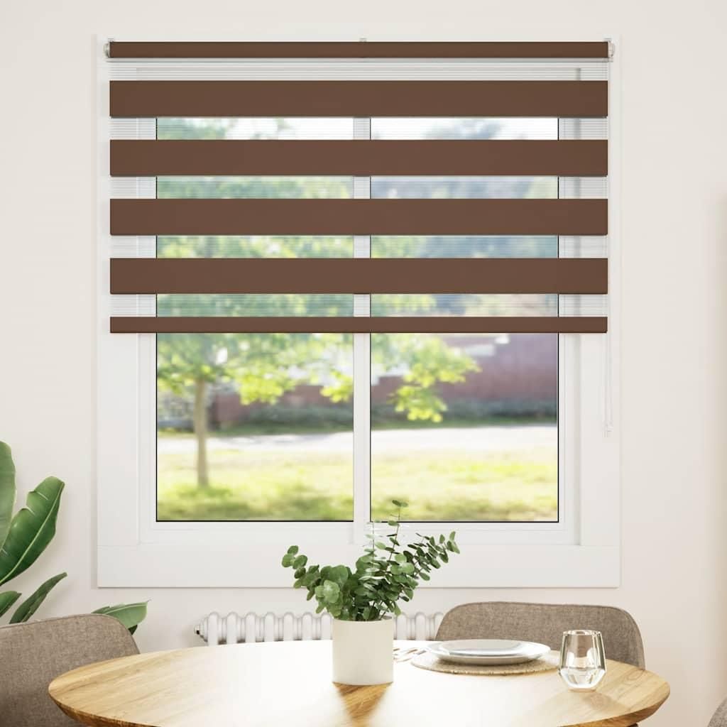 vidaXL Doppelrollo Braun 135x100 cm Stoffbreite 130,9 cm Polyester