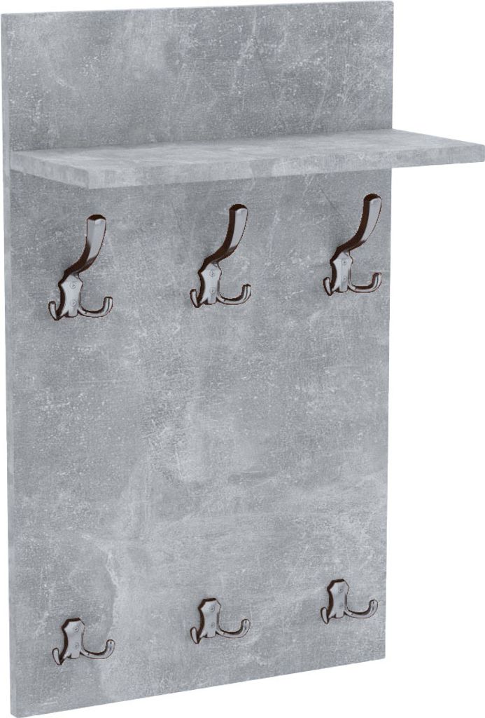 AKKE Beton Garderobenpaneel MIDI - CHROM haken BxH: 50x90 cm