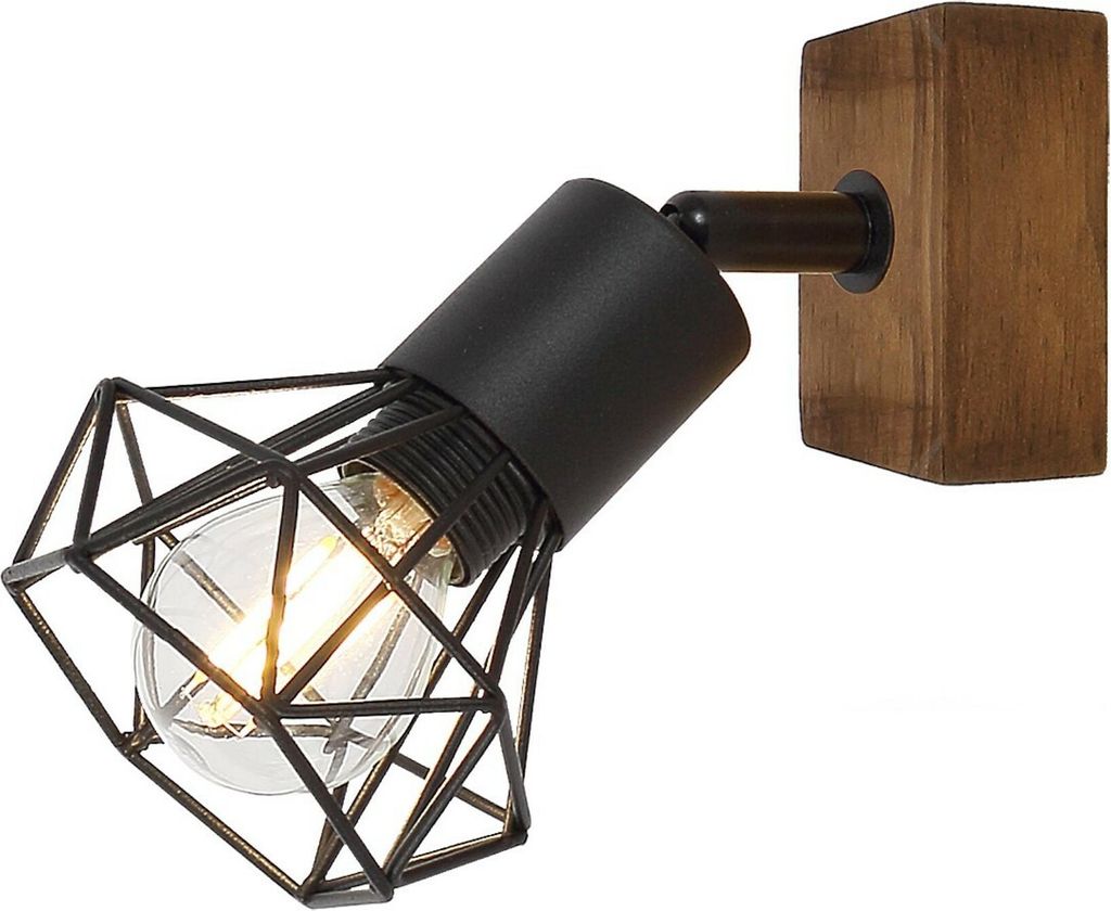 Rabalux 3137 Deckenstrahler 1 Spot Zeus, E14-Holz, braun-schwarz, Industriell, 17cm