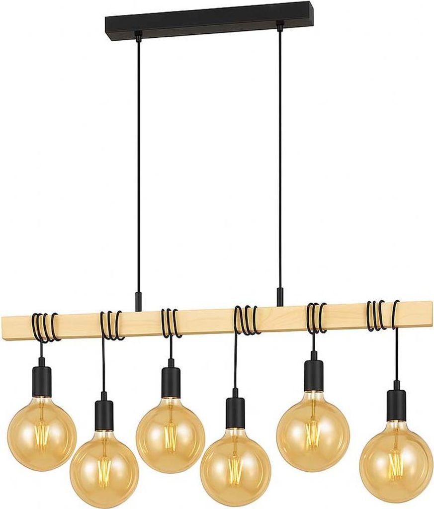 LED Pendelleuchte, Holzbalken Eiche Optik, H 191,5 cm