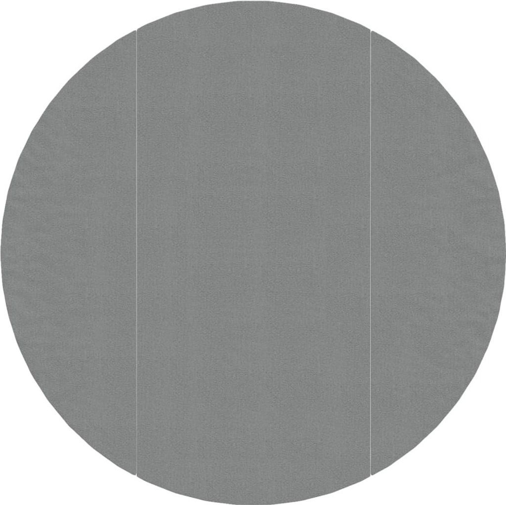 A circular gray geotextile pool cover is shown against a white background. Two thin vertical lines, likely indicating a fold or seam, are visible down the center.