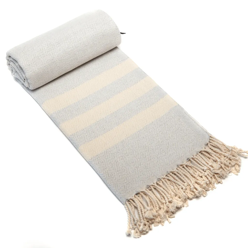 Makai asciugamano hammam 100% cotone asciugamano pestemal XXL 95x200cm asciugamano da spiaggia asciugamano da sauna fouta coperta accogliente asciugamano da bagno coperta da picnic asciugamano da yoga asciugamano da doccia (grigio argento, cotone) - 7