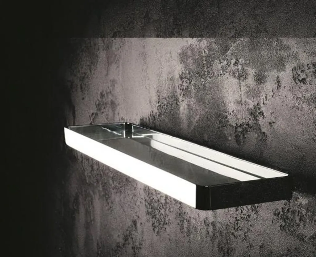 Etagère de douche anti-rouille SOLO en laiton et verre - 50x11 cm