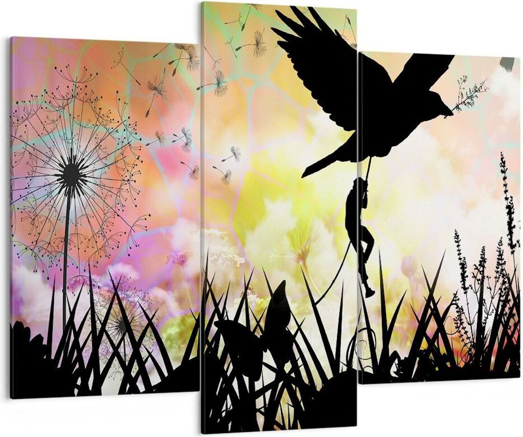 Bild auf Leinwand - Leinwandbild - künstlerisch Charakter Wolke Blume - 130x100cm - Wand Bild - Wanddeko - Leinwanddruck - Bilder - Kunstdruck - L...