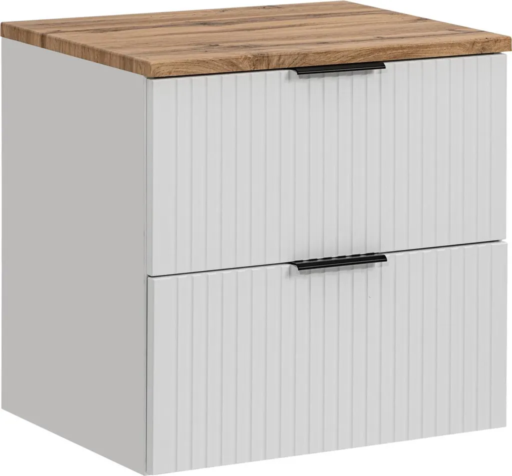 Meuble de Bain 60 cm Anti-Trace Blanc Mat : Rangement Durable 2 Tiroirs