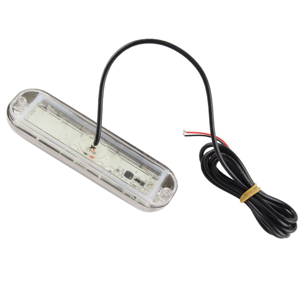 A single underwater boat light with a black wire attached, isolated on a white background.