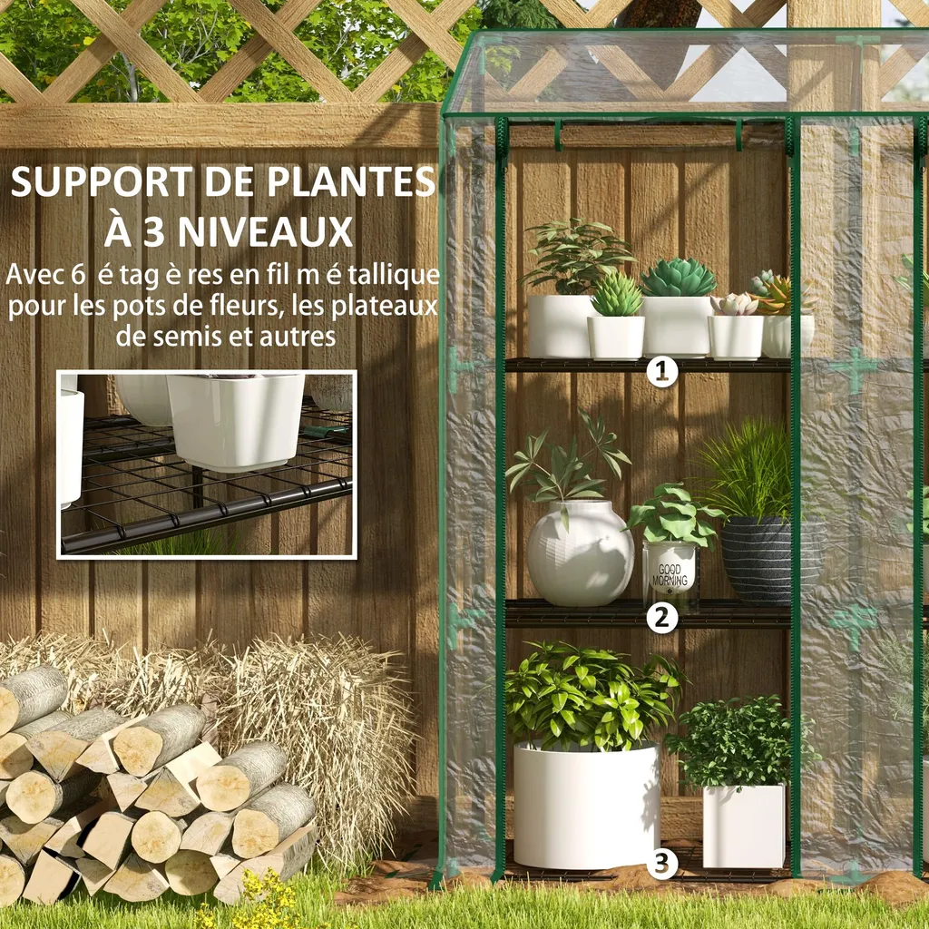Serre de balcon 6 étagères et double porte pour semis et plantes - 7