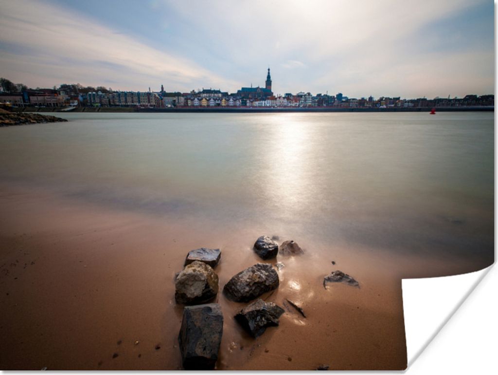 MuchoWow Poster Nijmegen - Wasser - Steine 160x120 cm - Foto Plakat