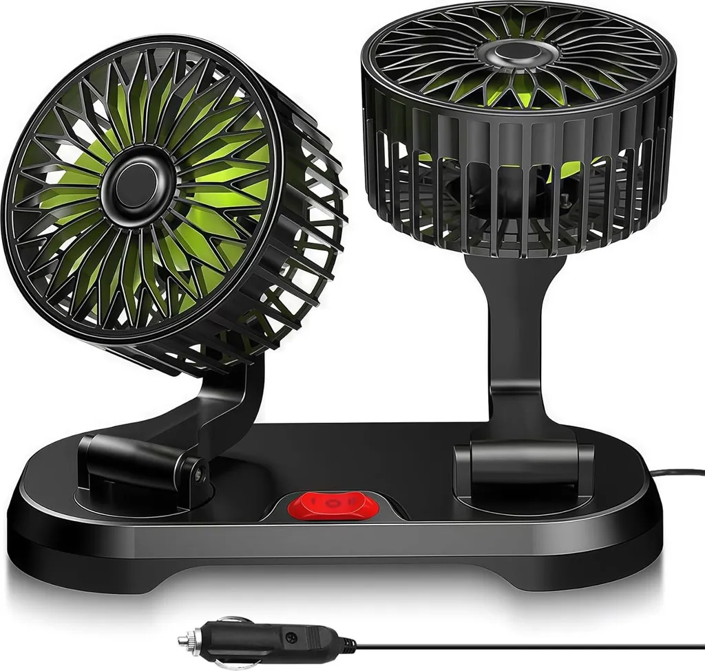 Ventilatore per auto 12V doppia testa ruotabile a 360° 2 livelli Auto Camion Campeggio Radiatore