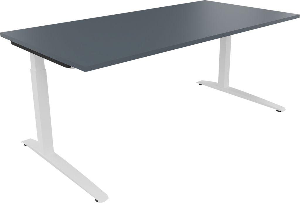 Schreibtisch Kufe Einzels. Quadrat B1800xT900xH650-850 ws/Lavagrau