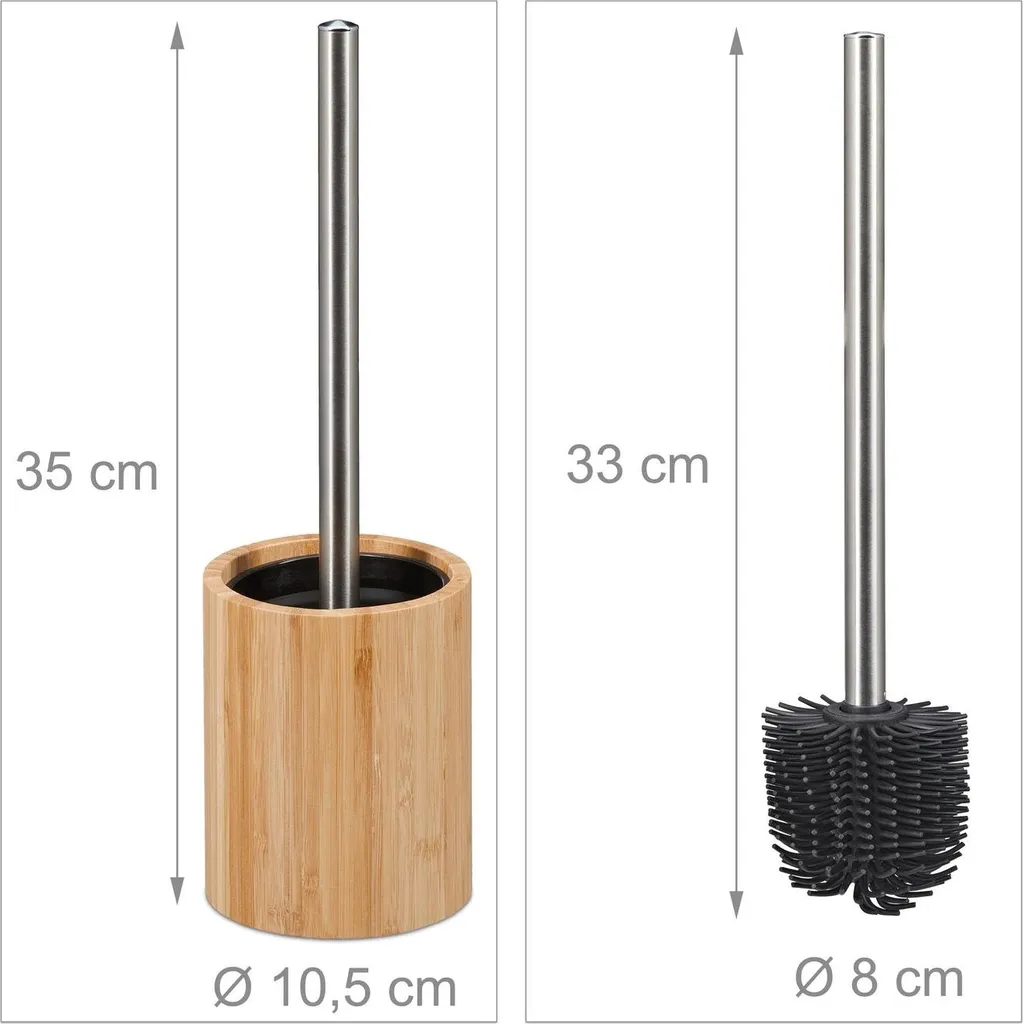 Brosse de toilette en silicone flexible noir avec son support discret - 4