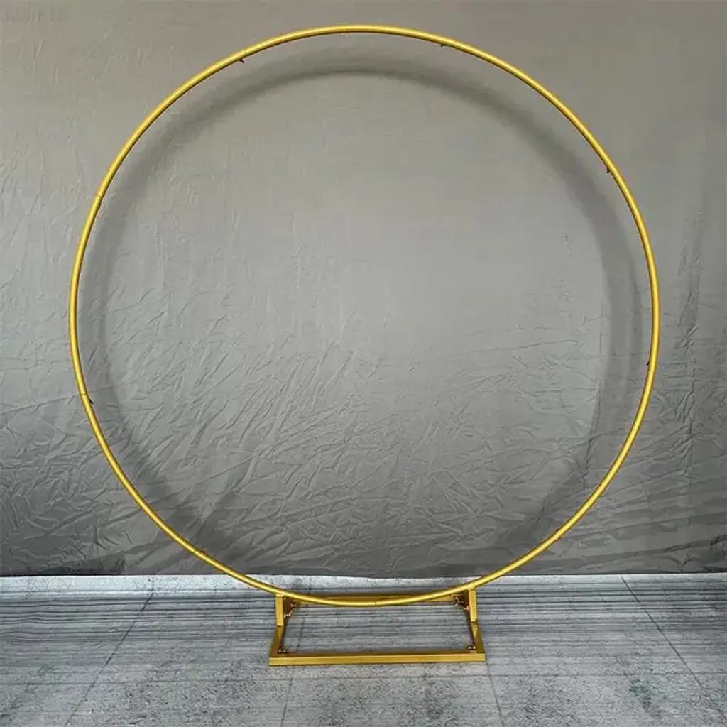 Supporto per arco nuziale, decorazione da esterno per il prato, design rotondo, 1,8 m (70,8 pollici), base quadrata dorata - 2