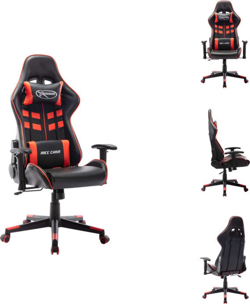 vidaXL Gaming-Stuhl Schwarz und Rot Kunstleder - Gaming-Sessel