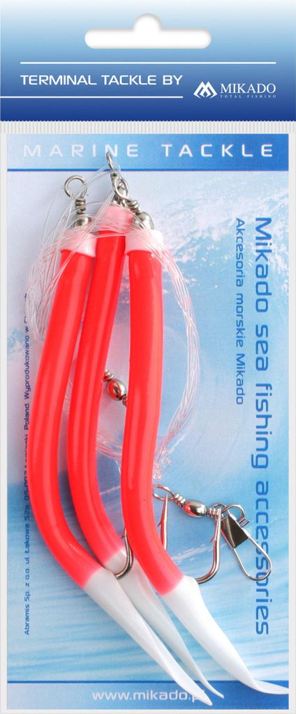 Mikado MEERES-SET GUMMI MAKK RIG HAKEN GRÖSSE 3x6/0 - ROT