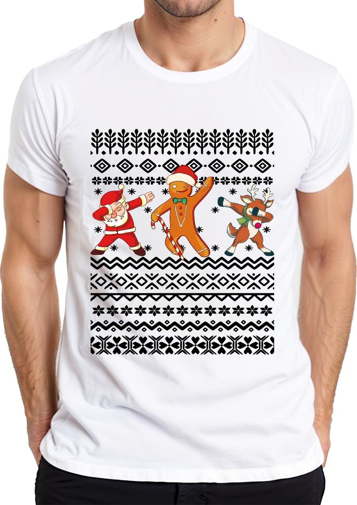 Dabbing Santa Cookie Lebkuchen - Ugly Christmas Sweater Weihnachten Herren T-Shirt, Weiß, L