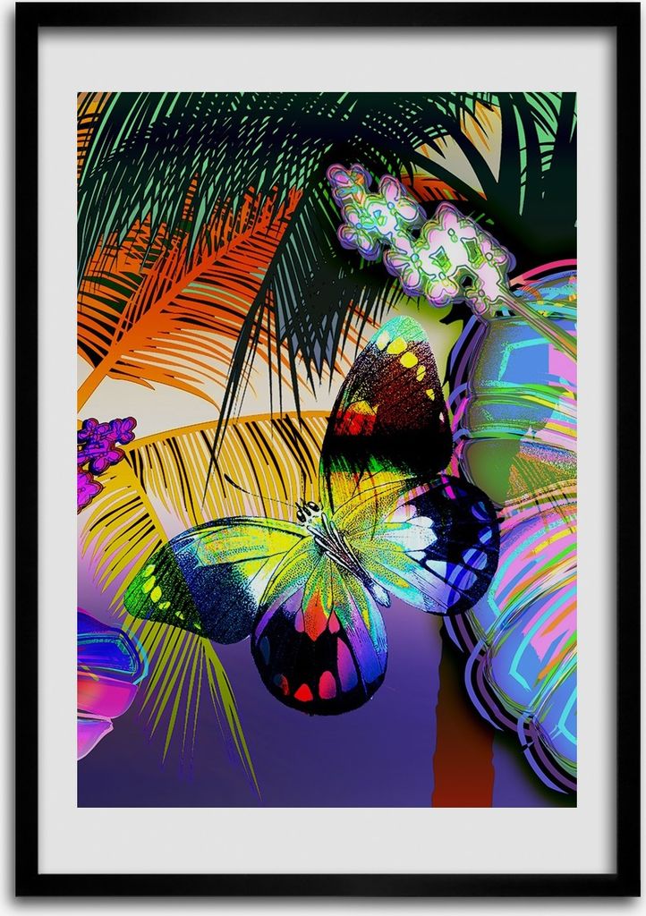 Bild - Bilderrahmen - 50 cm x 70 cm - MDF - Rahmen - Wandkunst Bunte Blumen
