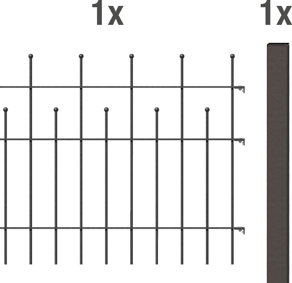 Albers Zaun-Anbauset für Zaunsystem Madrid, Höhe 73,5 cm, Länge 2 m, anthrazit-metallic, zum Aufschrauben