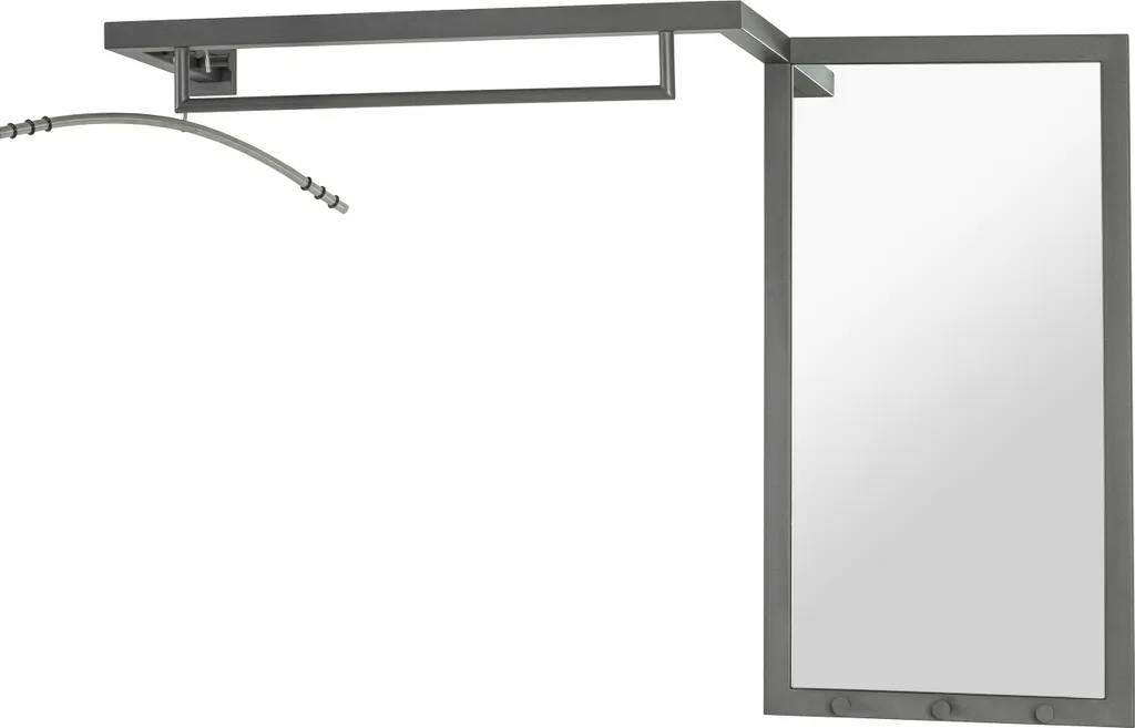Miroir Mural et Porte-Manteau en Métal Anthracite Design 108 cm