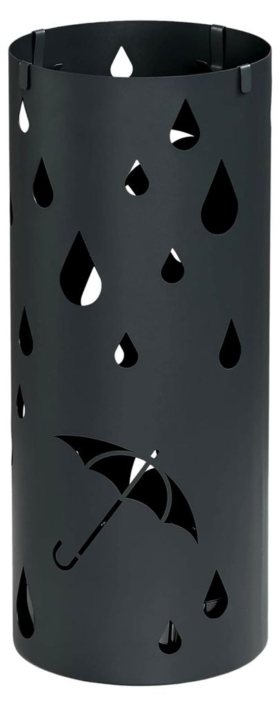 Regenschirmständer mit 4 Haken und abnehmbarer Tropfschale für Gehstöcke und Regenschirme, Stahl, Ø17 x 41 cm, Dunkelgrau