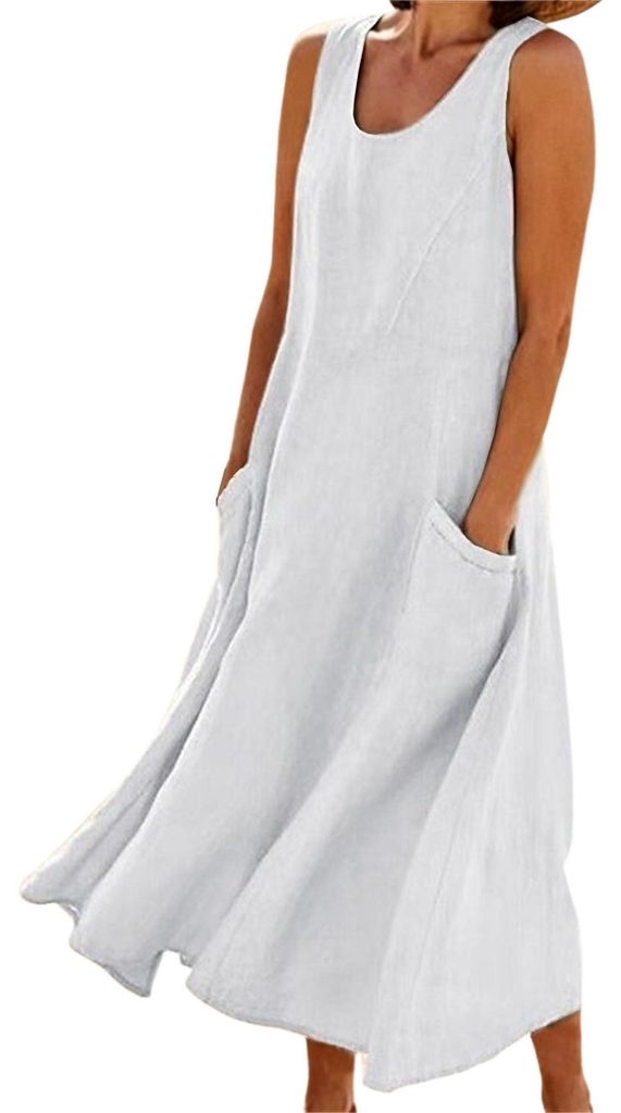 Vestido maxi de algodón, sin mangas y de corte holgado Imagen del producto 