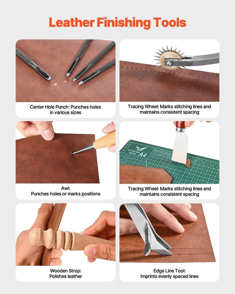 Set complet de maroquinerie 59 accessoires pour artisanat et couture cuir - 4