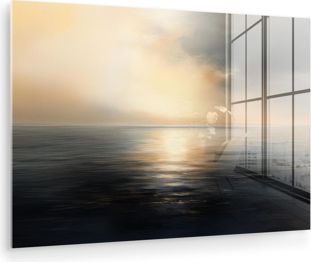 MuchoWow Glasbilder - Bilder auf Wandbild - Foto auf Glas Sonne - Horizont - Meer 60x40 cm Wanddekoration aus Glas - Acrylglasbild - Acrylbilder - ...