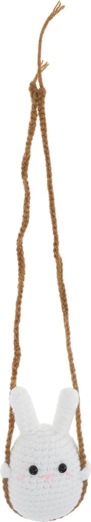 1 Stk. Weißes Garn Kaninchen auf der Schaukel Auto Rückspiegel Anhänger Zubehör Auto Hängeschmuck Weiß