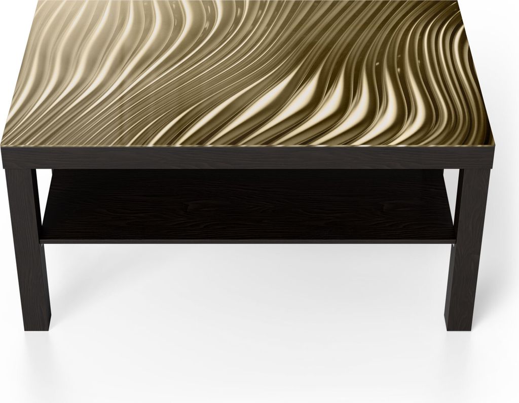 DEQORI Couchtisch 90x55 cm Schwarz 'Goldenes Rillendesign' Produktbild 