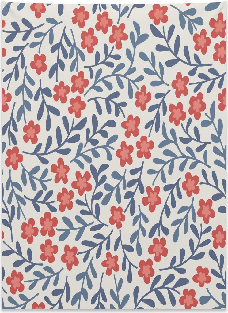 Abakuhaus Blumen Wandteppich, Frühlings-Bild Weinlese aus Weiches Mikrofaser Stoff Kein Verblassen Klare Farben Waschbar, 110 x 150 cm, Kadett Bla...