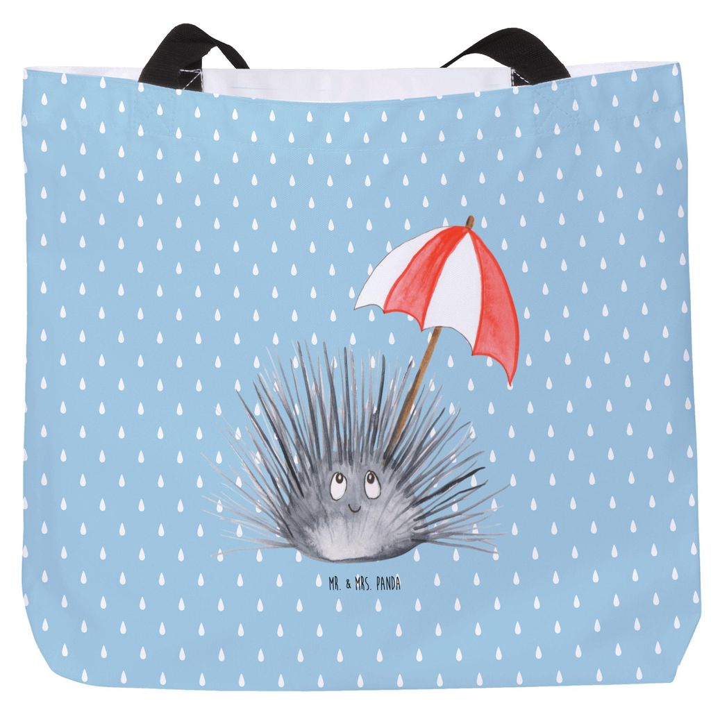 Mr. & Mrs. Panda Tote Bag Seeigel - Blau Pastell - Geschenk, Selbstliebe, Selbstakzeptanz, Tragetasche, Einkaufstasche, Leben, Tasche, Schultasche,...