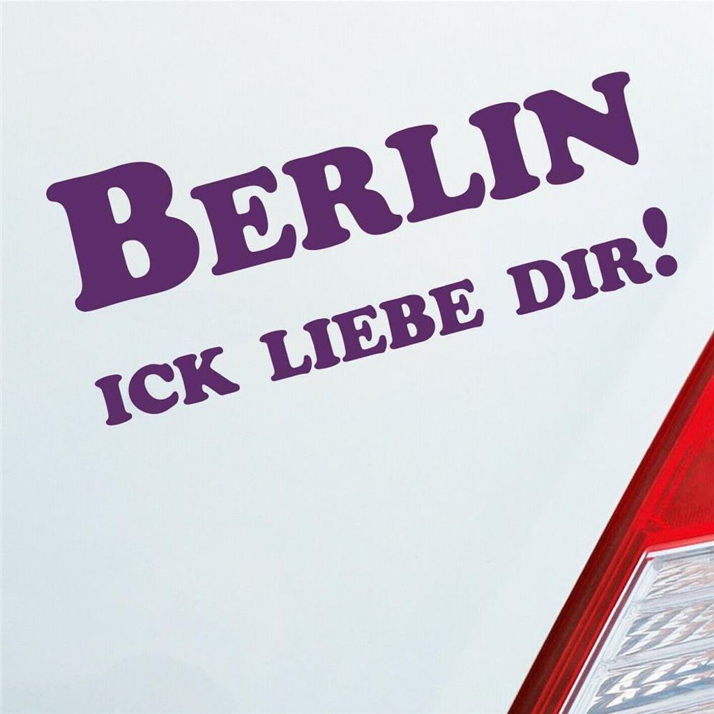 Auto Aufkleber Berlin Ick liebe dir! Hauptstadt 18x7,5 cm Lila Sticker Heckscheibenaufkleber