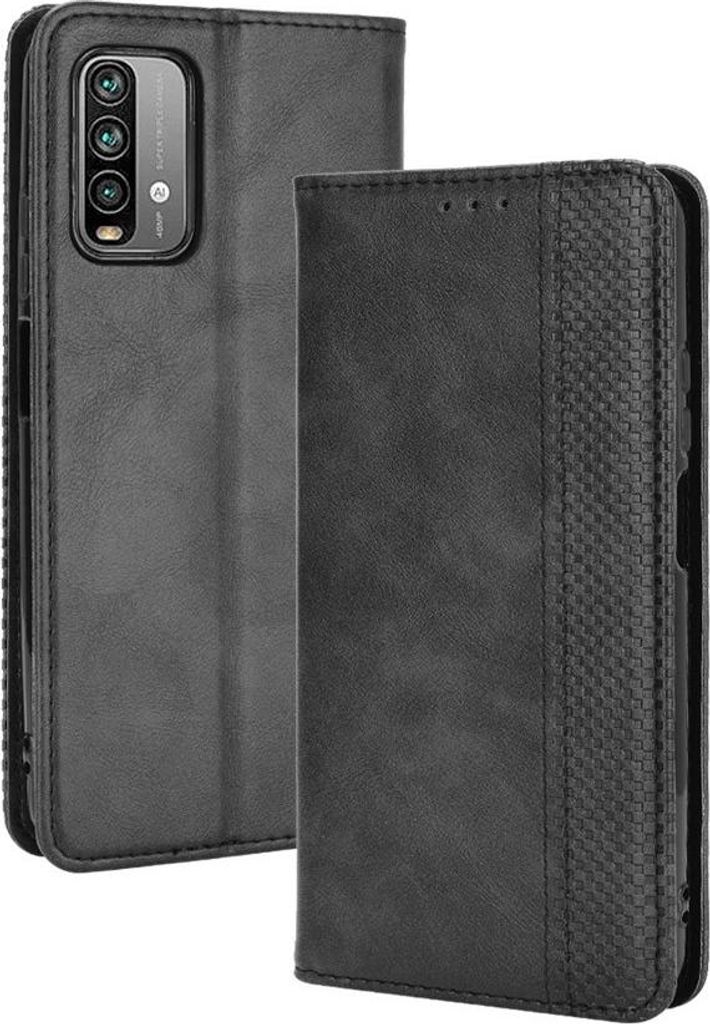 Xiaomi Redmi 9T Hülle - Coverup Vintage Style Klapphülle - Schwarz
