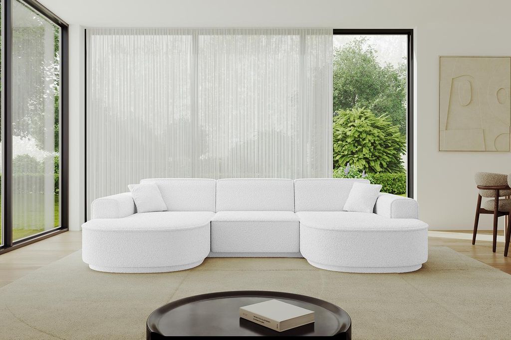 ALTDECOR Ecksofa in U-Form MARI-U1-v3 - 303x171x83 cm Weiß - Corner Sofa Bett Eckcouch Couch L-Form Wohnlandschaft Cauchsofa