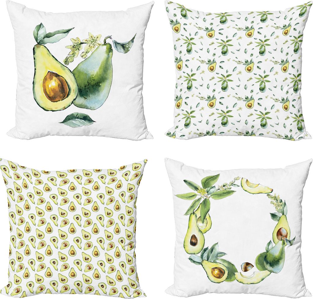 ABAKUHAUS Avocado Dekokissen Kissenbezug 4er Pack, Exotische Früchte botanische Kunst, Modern Accent Doppelseitiger Digitaldruck, 45 x 45 cm, Gelb...